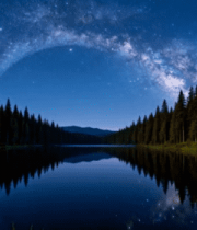 湖畔星空森林夜景素材589#横屏 