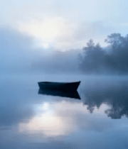 湖面小船晨景3743#横屏 