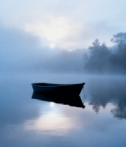 湖面小船晨景3743#横屏 