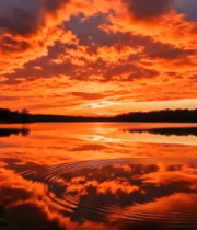 湖面晚霞自然风光13843#横屏 