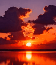 湖面日落天空晚霞景象2613#横屏 