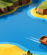 渲染河流小船场景素材3963#横屏 