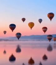 湖面热气球日出美景3004#横屏 
