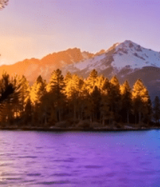 湖景雪山日出自然风光10910#横屏 