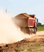 红色自卸车运输泥土场景13760#横屏 