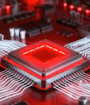 	 红色电路板与芯片特写535#横屏 