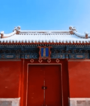 红墙古建筑雪景全景7539#横屏 