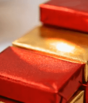 红色金色礼品盒特写8736#横屏 
