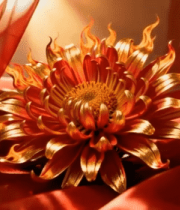 红底金色菊花特写8205#横屏 