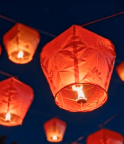 悬挂的红色灯笼夜景素材4820#横屏 