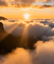 悬崖瀑布云海日出景观13251#横屏 