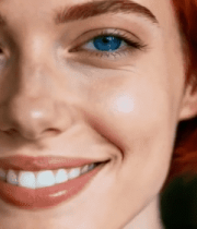 	 红发女子闭眼微笑特写2611#横屏 