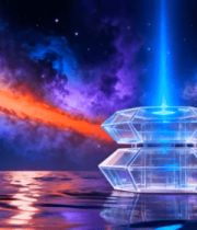 星空背景下的透明晶体素材9664#横屏 