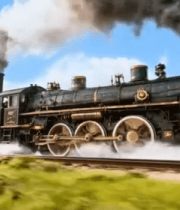 行驶在山间的蒸汽火车(1)7322#横屏 