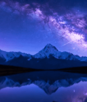 星空下的雪山湖泊全景7431#横屏 