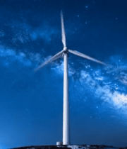 星空下的风力发电机素材5512#横屏 
