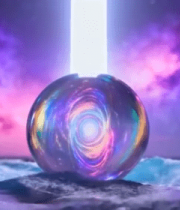 星空下海面的梦幻水晶球素材5407#横屏 