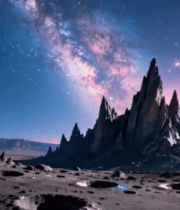 星空下的奇幻岩石地貌6262#横屏 