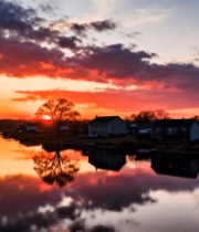 河边日落倒影自然风光3127#横屏 