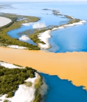 河流入海口自然风光航拍(1)6603#横屏 