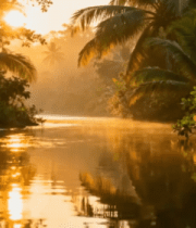 河畔阳光椰林自然风光467#横屏 