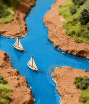 河流森林微缩景观素材15007#横屏 