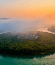 	 河流晨景日出与云雾1965#横屏 