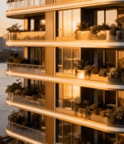 河畔高层住宅夕阳景观7414#横屏 