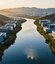 	 河畔写字楼航拍全景4656#横屏 