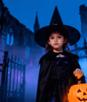 小女孩扮女巫持南瓜灯5231#横屏 