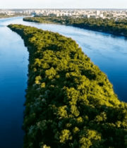 河流森林城市全景航拍8953#横屏 