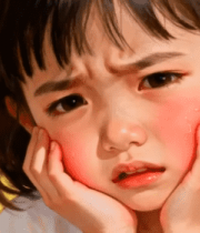 小女孩托腮面露愁容(1)11094#横屏 