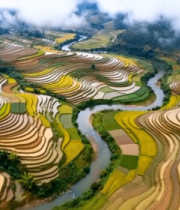 航拍梯田自然风光2132#横屏 