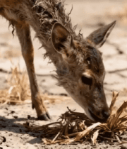 小鹿在干旱土地觅食11055#横屏 