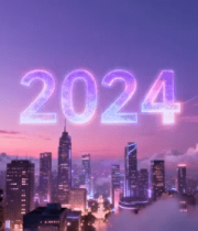 新年城市夜景三维画面10878#横屏 