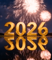 新年湖面烟花倒影场景14034#横屏 