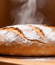 新鲜出炉撒粉面包特写15001#横屏 