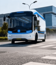 新能源公交车城市街道行驶8894#横屏 