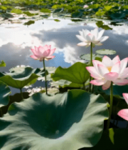 荷塘荷花荷叶自然风光(1)10471#横屏 