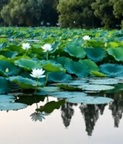 荷塘荷花荷叶自然风光8627#横屏 