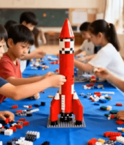 小学生教室搭建乐高火箭6887#横屏 