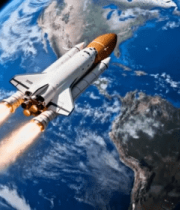 	 航天飞机飞离地球画面10084#横屏 