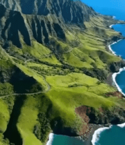 航拍山海相连自然风光8983#横屏 