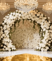 豪华大厅内鲜花装饰拱门1366#横屏 