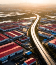 航拍工厂与道路全景2275#横屏 