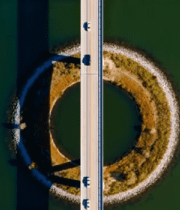 航拍桥梁与环岛交通景象10276#横屏 