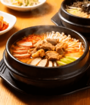 韩式火锅及配菜特写2207#横屏 