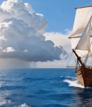 海洋上的帆船航行画面9179#横屏 
