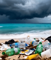 海滩上的塑料垃圾堆积2579#横屏 