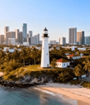 海滩城市风光及灯塔景观13929#横屏 